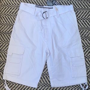 Denim White Cargo Shorts